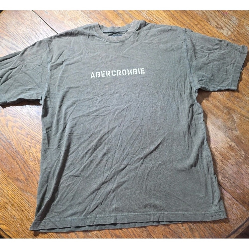 Vintage Abercrombie Fitch Shirt Mens Large Center Spell Out green Y2K Distressed
